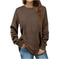 thumbnail image 1 of DDAPJ pyju Fall Sweatshirts for Women, Lightweight Long Sleeve Crewneck Fleece Pullover Sweatshirt Solid Basic Loose Tunic Tops, 1 of 6