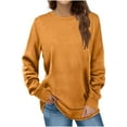 thumbnail image 1 of DDAPJ pyju Fall Sweatshirts for Women, Lightweight Long Sleeve Crewneck Fleece Pullover Sweatshirt Solid Basic Loose Tunic Tops, 1 of 5
