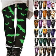 DDAPJ PYJU Fall Winter Halloween Print Leggings for Women on Clearance,Ankle Length High Waist Yoga Pants Casual Daily Soft Stretchy Tights