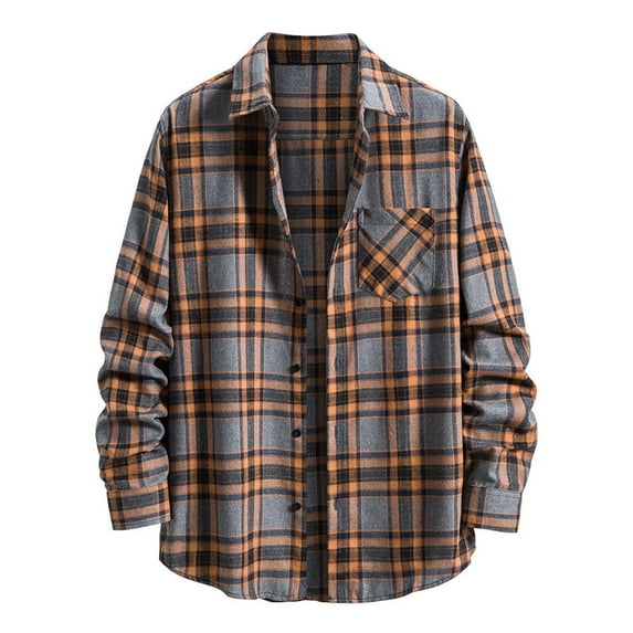 DDAPJ pyju Fashion Flannel Shirt for Men 2023 Clearance,Regular Fit Button Down Checked Shirts Long Sleeve Lapel Plaid Shirt Jackets Fall Winter Lightweight Outerwear