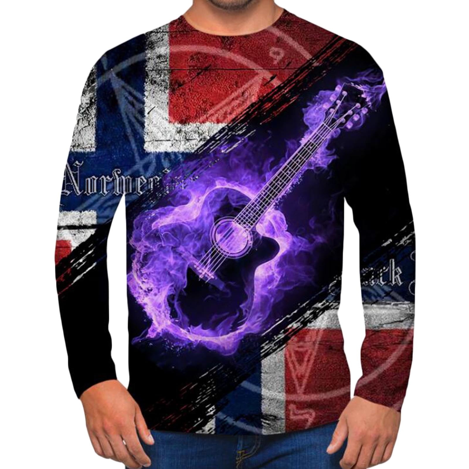 Ddapj Pyju Fashion Long Sleeve T Shirt For Men Guitar Graphic Tee