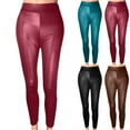 thumbnail image 1 of DDAPJ pyju Faux Leather Leggings for Women Tummy Control Stretch High Waisted Pleather Pants Slim Pencil Trousers Lightning Sales of The Day Coffee L, 1 of 6