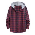 thumbnail image 1 of DDAPJ pyju Flannel Plaid Hooded Shirt for Men 2025, Drawstring Long Sleeve Shacket Jacket Regular Fit Button Down Shirt Jackets Fall Fashion Outerwear, 1 of 4