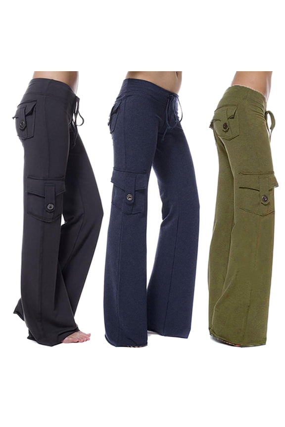 Flare Leggings for Women Plus Size Low Waisted Wide Leg Yoga Pants Soft Stretchy Lounge Workout Drawstring Sweatpants with Multi Pockets Wine S