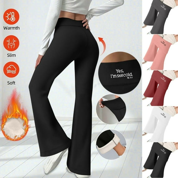 DDAPJ pyju Flare Leggings for Women Thin Fleece Lined Pants Y2k Baggy Sweatpants Warm Winter Casual Sweat Pants Pantalones de invierno Black XXL