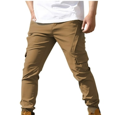DDAPJ pyju Flash Sale! Men's Lightweight Ripstop Tactical Pants Tapered Cargo Pants Hiking Work Trousers with Multi Pockets Coffee M
