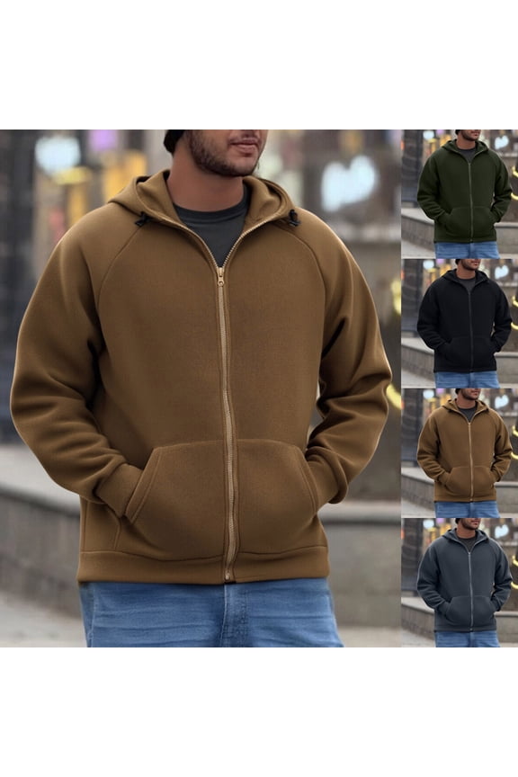 Fleece Jacket Men Fuzzy Zip Up Hoodie Cozy Sherpa Hooded Sweatshirts Raglan Long Sleeve Winter Coats Black XXXL