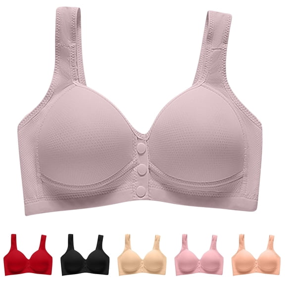 DDAPJ pyju Front Closure Bras for Older Women Easy Close Comfort Everyday Bra Lightly Lined Full Coverage Seamless Bras No Underwire Brassiere Gray 40