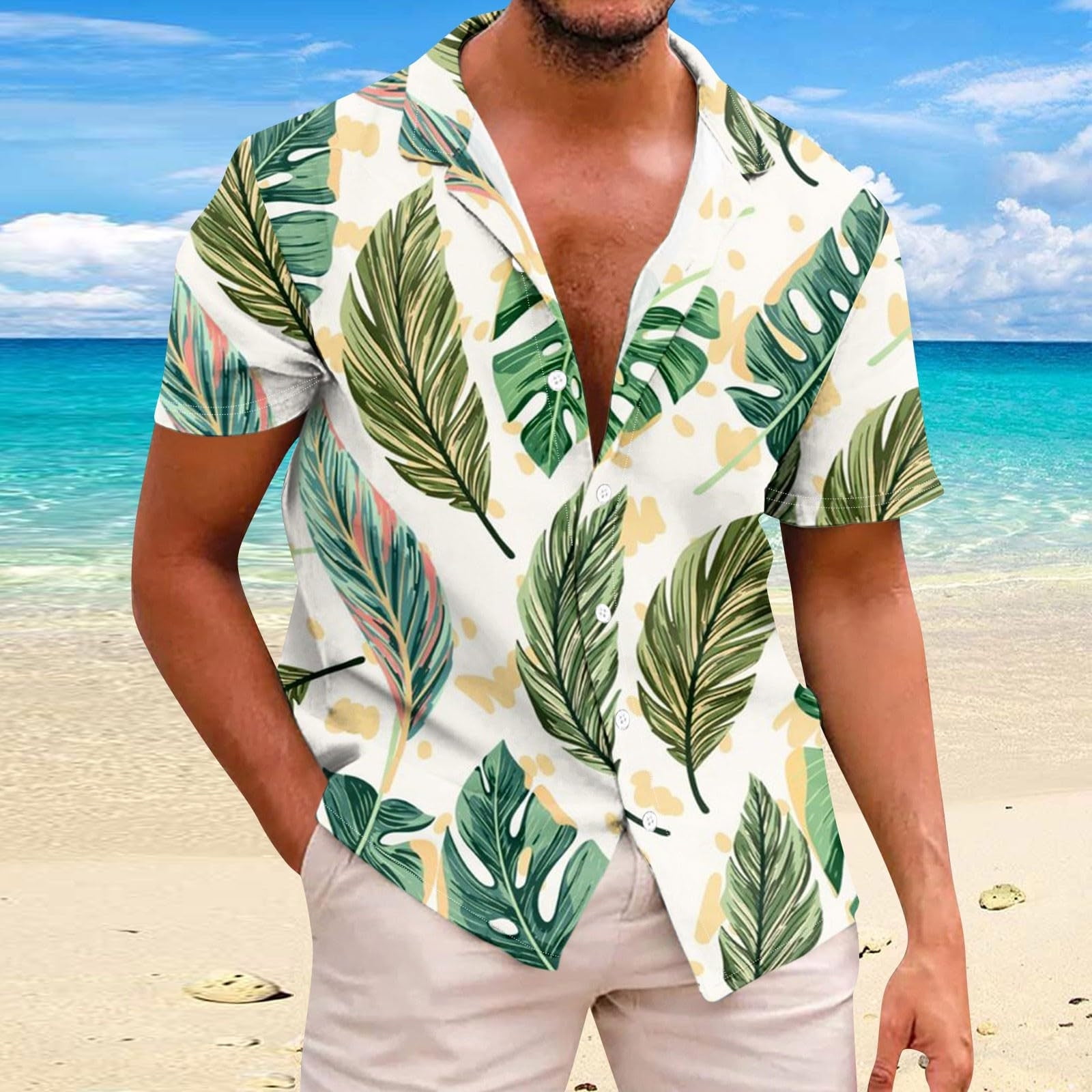 DDAPJ pyju Funky Hawaiian Shirt for Men Tropical Print DDAPJ pyju Funky Hawaiian Shirt for Men Tropical Print
