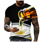 DDAPJ pyju Funny Beer Tees for Men Crew Neck Short Sleeve 3D Print Tshirts Personalized Graphic Party T-Shirt Clothing