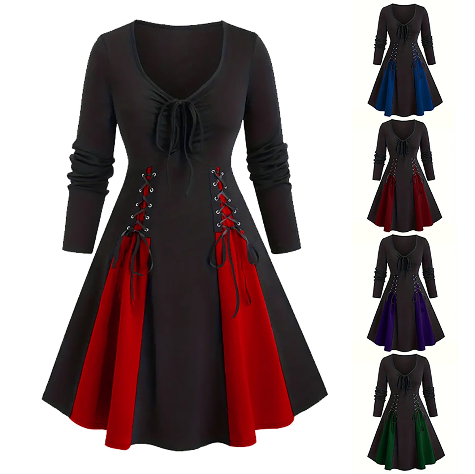 DDAPJ pyju Gothic Steampunk Dresses for Women Victorian Queen Ball Gown Masquerade Dress Party Dresses Birthday Gifts Red L