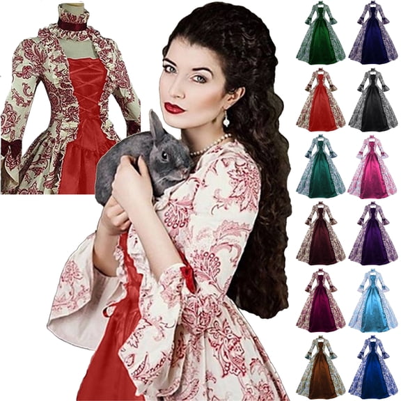 DDAPJ pyju Halloween Costumes for Women Renaissance Dress Victorian Ball Gown Mediveal Rococo Royal Princess Queen Dress Outfit Pink L