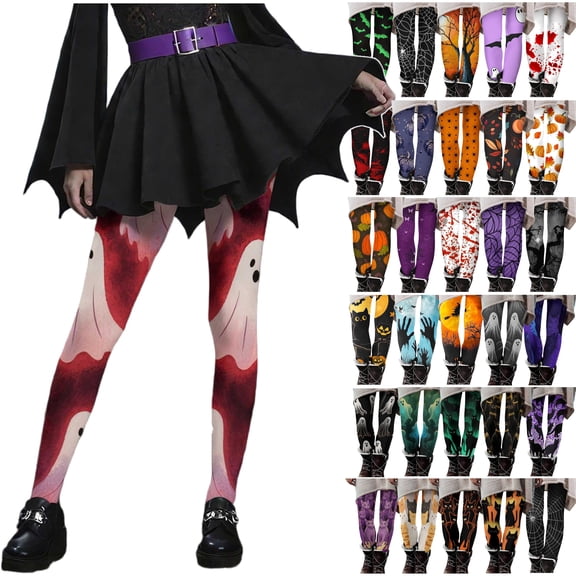DDAPJ pyju Halloween Leggings for Women Novelty Print Casual Workout Tights High Waisted Stretch Yoga Pants Dark Gray XXL