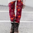thumbnail image 1 of DDAPJ pyju Halloween Party Leggings for Women Witch Hat Printed High Waist Stretch Yoga Running Pants Novelty Holiday Tights Buttery Soft Casual Milk Silk Legging Red S, 1 of 5