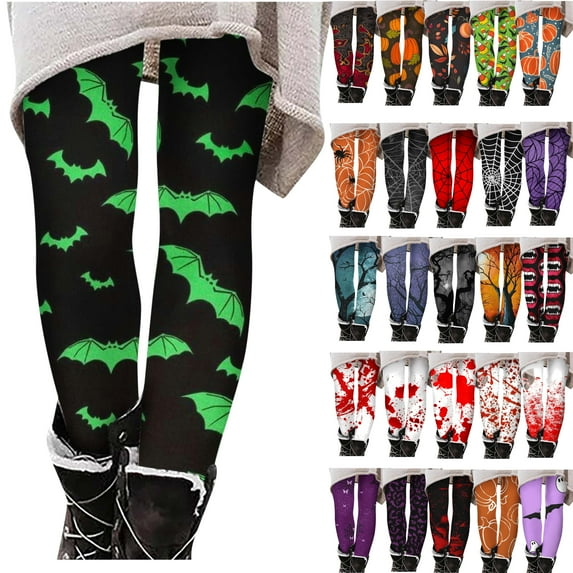 DDAPJ pyju Halloween Print Leggings for Women,High Waist Yoga Tights Ankle Length Stretch Sport Leggings for Fitness Running Daily