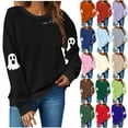 thumbnail image 1 of DDAPJ pyju Halloween Sweatshirt for Women Ghost Graphic Long Sleeve Crewneck Pullover Tops Funny Spooky Season Shirts, 1 of 5
