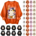 thumbnail image 1 of DDAPJ pyju Halloween Sweatshirts for Women Cute Ghost Pumpkin Printed Graphic 2026 Spooky Season Crewneck Pullover Shirts A-Khaki M, 1 of 5