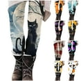 thumbnail image 1 of DDAPJ pyju Happy Halloween Leggings for Women Ankle Length Stretchy Workout Tights Novelty Printed Casual Yoga Pants White M, 1 of 8