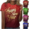 DDAPJ pyju Happy New Year 2025 Tshirts for Women Novelty Graphic Tees Casual Summer Short
