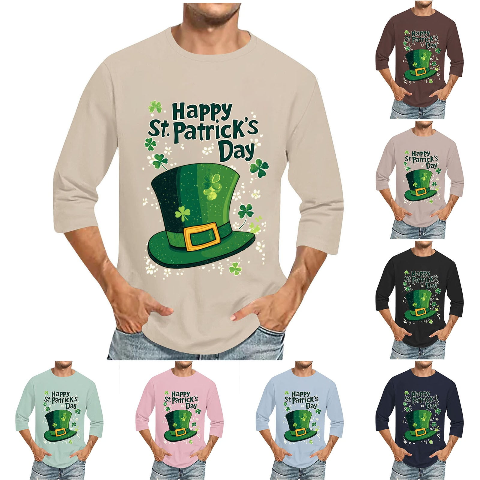 Women's St. Patrick's Day Shirt - Short Sleeve Shamrock & Four Leaf Clover Graphic Tee, 100% Cotton