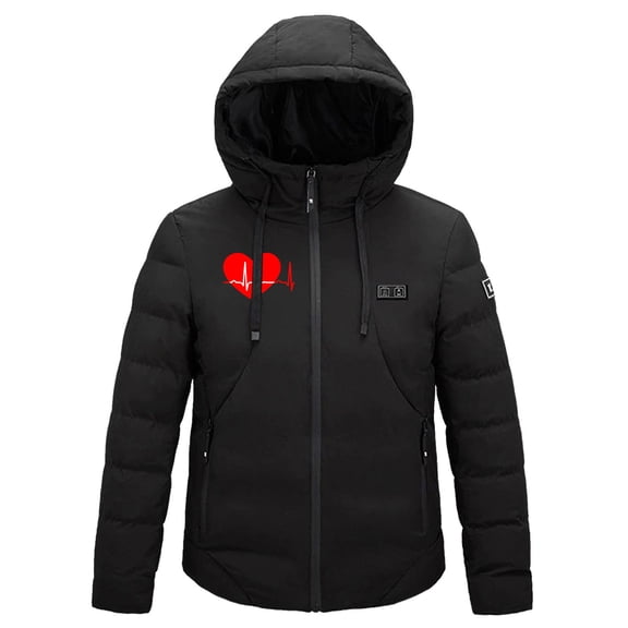 DDAPJ pyju Heated Jackets for Women Men,Heated Jackets for Women Electric Heated Jacket Adjustable Temp 4 Heating Zones USB Heated Coat Winter Hooded Jacket Men Women
