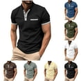 thumbnail image 1 of DDAPJ pyju Henley Shirts for Men Short Sleeve 3 Button T Shirt Slim Fit Casual Business Work Shirts Contrast Collar Pocket Tees Khaki XXXL, 1 of 8