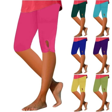 DDAPJ pyju High Waisted Capri Leggings for Women Tummy Control Knee Length Yoga Pants 2025 Casual Summer Cropped Pants Buttery Soft Solid Comfy Capris Birthday Gifts of Today Dark Blue XXL