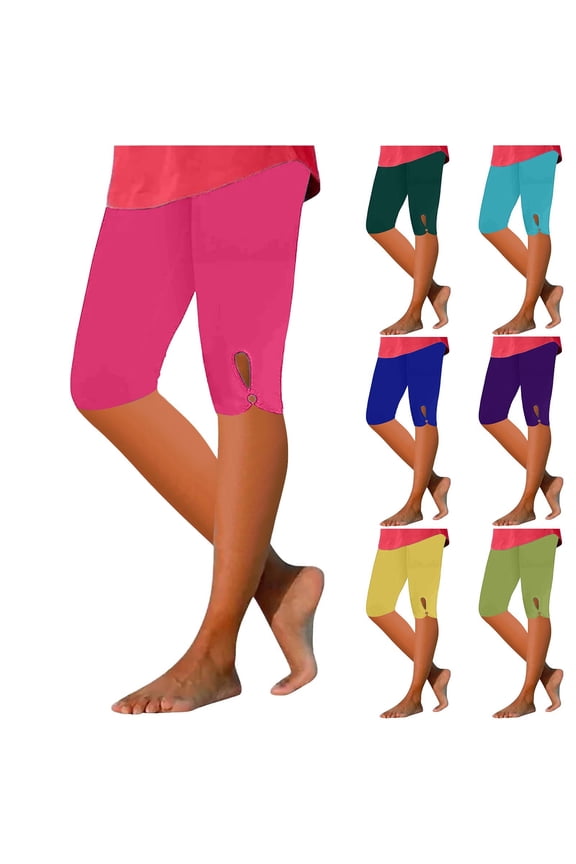 High Waisted Capri Leggings for Women Tummy Control Knee Length Yoga Pants 2025 Casual Summer Cropped Pants Buttery Soft Solid Comfy Capris Clearance Sale of Today Army Green L