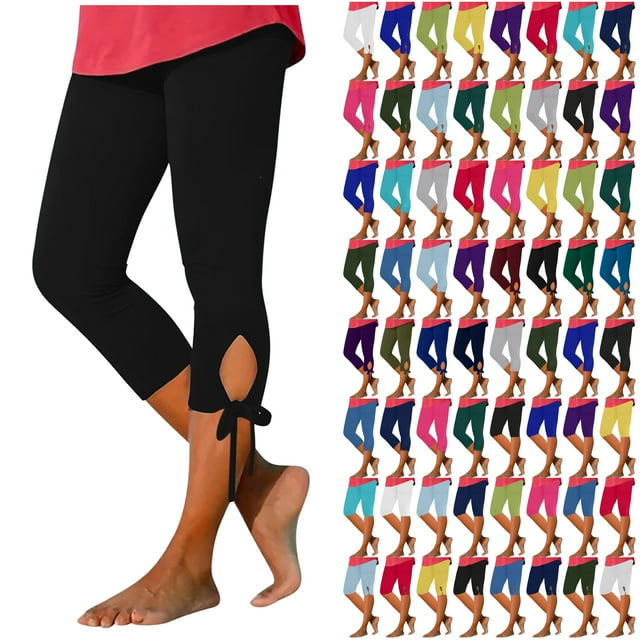 DDAPJ pyju High Waisted Capri Leggings for Women Tummy Control Knee Length Yoga Pants 2025 Casual Summer Cropped Pants Buttery Soft Solid Comfy Capris Flash Sale Today Army Green M
