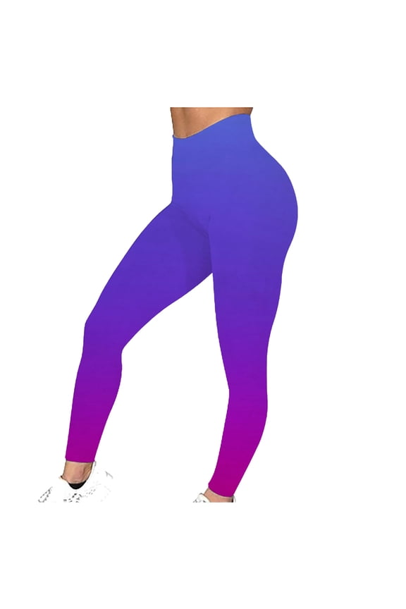 High Waisted Leggings for Women Fashion Gradient Print Casual Workout Tights Butt Lifting Tummy Control Running Yoga Pants Lightweight Milk Silk Legging Multicolor M