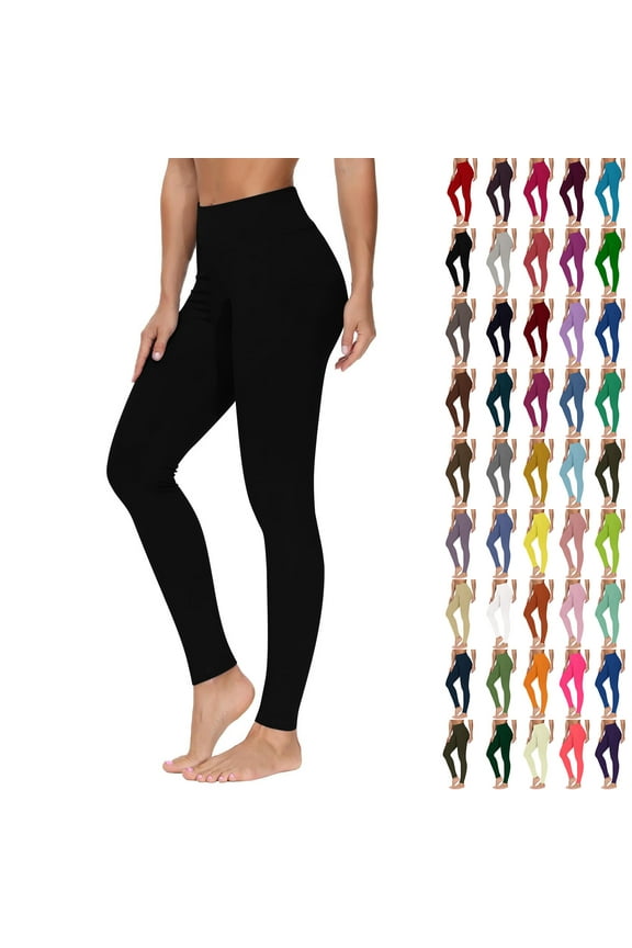 High Waisted Leggings for Women Buttery Soft Stretchy Tummy Control Workout Yoga Running Pants Solid Basic Casual Athletic Tights Clearance Sales Today Brown M