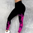 thumbnail image 1 of DDAPJ pyju High Waisted Leggings for Women Plus Size, Novelty 3D Flame Print Casual Skinny Pants Tummy Control Yoga Tights Butt Lifting Workout Legging Buttery Soft Hot Pink XXXL, 1 of 6