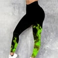 thumbnail image 1 of DDAPJ pyju High Waisted Leggings for Women Plus Size, Novelty 3D Flame Print Casual Skinny Pants Tummy Control Yoga Tights Butt Lifting Workout Legging Buttery Soft Birthday Gifts Green XXXL, 1 of 6