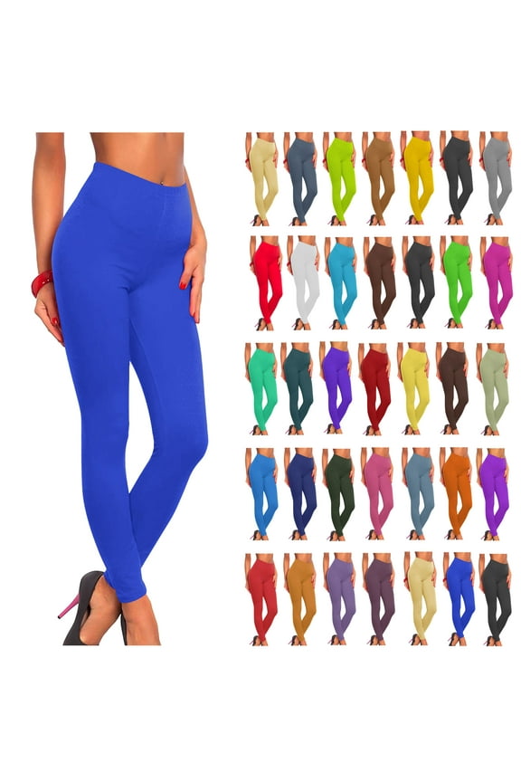 High Waisted Leggings for Women Tummy Control Yoga Pants Basic Solid Color Stretchy Gym Workout Tights Casual Milk Silk Leggings on Sale Blue XXXL