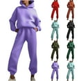 thumbnail image 1 of DDAPJ pyju Hoodie Sweatsuit for Women 2 Piece Casual Tracksuit Long Sleeve Hooded Sweatshirt and Sweatpants Set Solid Color Jogging Matching Suits with Pockets Army Green XXL, 1 of 7