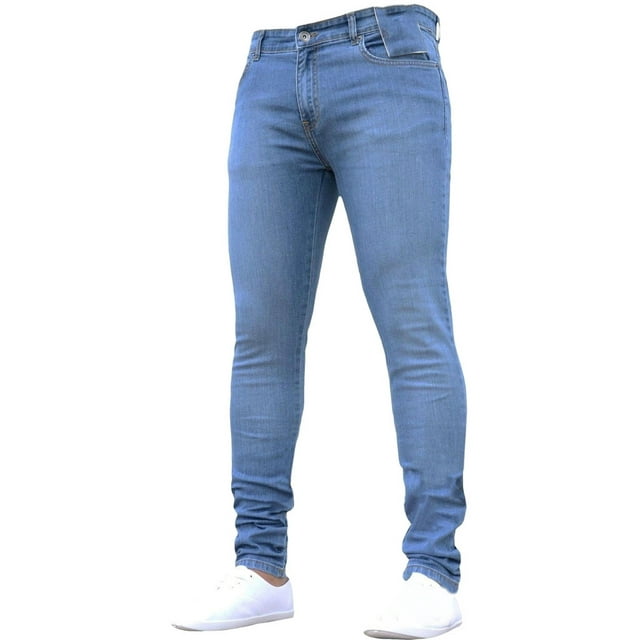 DDAPJ pyju Jeans for Men Casual Business Skinny Jeans Solid Color Slim ...