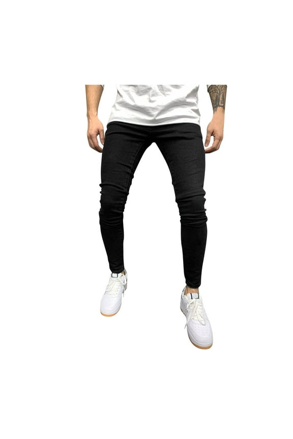 Jeans for Men Skinny High Performance Stretchy Jeans Lightweight Soft Tapered Leg Jeans Casual Going Out Jeans
