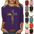 thumbnail image 1 of DDAPJ pyju Jesus Cross Graphic 3/4 Sleeve T-Shirt Faith Christian Shirt for Women Christian T-Shirts Prayer Tee Shirts Spring Casual Loose Fit Round Neck Blouses Orange S, 1 of 6