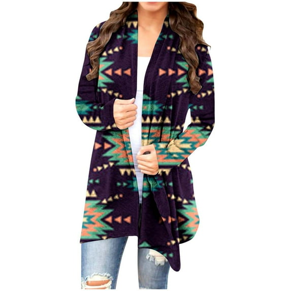 DDAPJ pyju Lightweight Cardigans for Women 2023 Fashion,Women's Mid-Length Ethnic Cardigan Casual Open Front Drape Cardigan Vintage Print Duster Outer Long Sleeve Holiday Coats