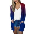thumbnail image 1 of DDAPJ pyju Long Sleeve Cardigans for Womens Fall Fashion 2023,Open Front Shawl Collar Drape Cardigan Gradient Color Casual Kimono Tops Leightweight Mid-length Thin Coats with Pockets, 1 of 5