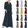 thumbnail image 1 of DDAPJ pyju Long Sleeve Maxi Dress for Women Boho Plaid Print Casual Summer Dresses Oversized Linen Shirt Dress with Pockets Prime Sales of The Day Coffee XL, 1 of 7