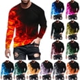 thumbnail image 1 of DDAPJ pyju Long Sleeve T-shirt for Men Round Neck Pullover Trendy Casual 3D Flame Printed Graphic Tees Lightweight Blouse Tops Orange M, 1 of 4