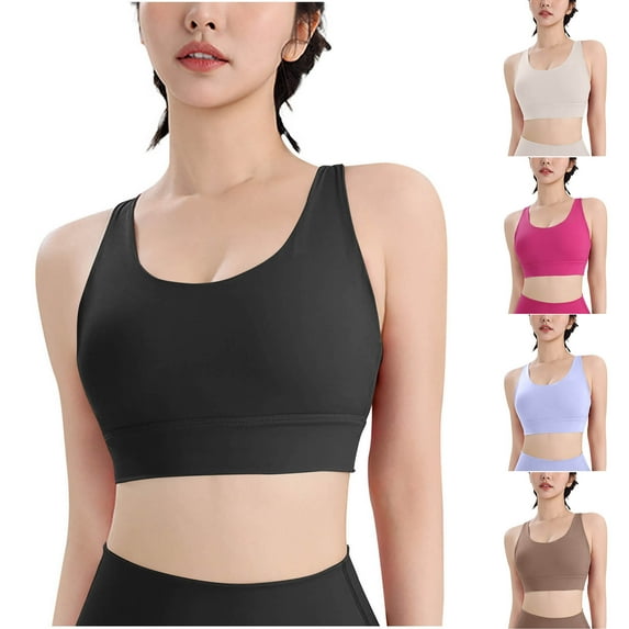DDAPJ pyju Longline Sports Bra for Women Padded Workout Tank Tops Built in Bras Criss Cross Back Yoga Corp Top Basic Solid Fitness Undershirts Birthday Gifts Brown M