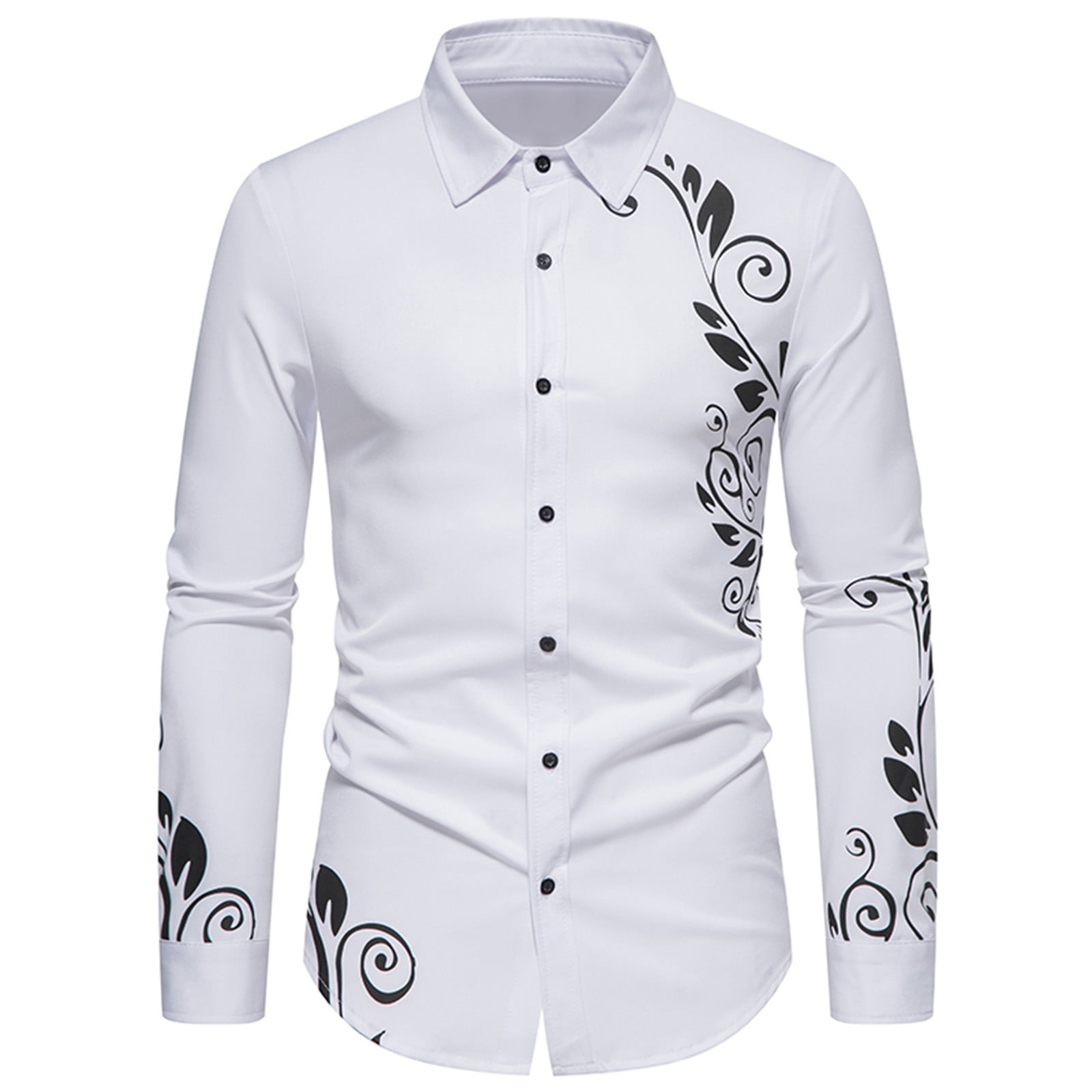 Men's Luxury Long Sleeve Social Shirt, Embroidery Shirt Men