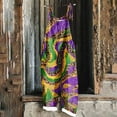 thumbnail image 1 of DDAPJ pyju Mardi Gras Jumpsuit for Women Carnival Themed Mask Print Casual Loose Adjustable Straps Wide Leg Rompers Holiday Parade Party Overalls Z-Purple M, 1 of 5
