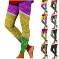 thumbnail image 1 of DDAPJ pyju Mardi Gras Leggings for Women Trendy Print Elastic High Waisted Yoga Pants Carnival Party Tights Color Block Casual Skinny Pants Multicolor#3 S, 1 of 6