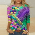 thumbnail image 1 of DDAPJ pyju Mardi Gras Shirts for Women 3/4 Sleeve Mask Graphic Tees Loose Casual Round Neck Tunic Tops New Orleans Carnival Party Tee Shirt Holiday Blouses Multicolor L, 1 of 5