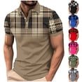thumbnail image 1 of DDAPJ pyju Men Big and Tall Polos Shirt Short Sleeve Plaid Print Collared Tshirt Regular Fit Casual Golf Shirt Lightweight Business Office Tops Gray M, 1 of 6