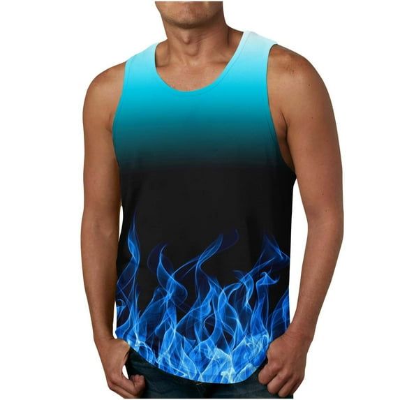 DDAPJ pyju Men Flame Print Tank Tops,Men's Tank Tops Summer Sleeveless Tee Cool Workout T-Shirts Beach Athletic Undershirts 2024 Big and Tall