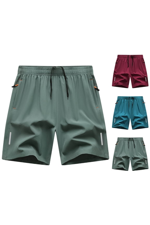 Men Ice Silk Athletic Shorts with Zipper Pockets, Quick Dry Stretch Cooling Summer Workout Shorts, Drawstring Waist Running Shorts Mint Green XL